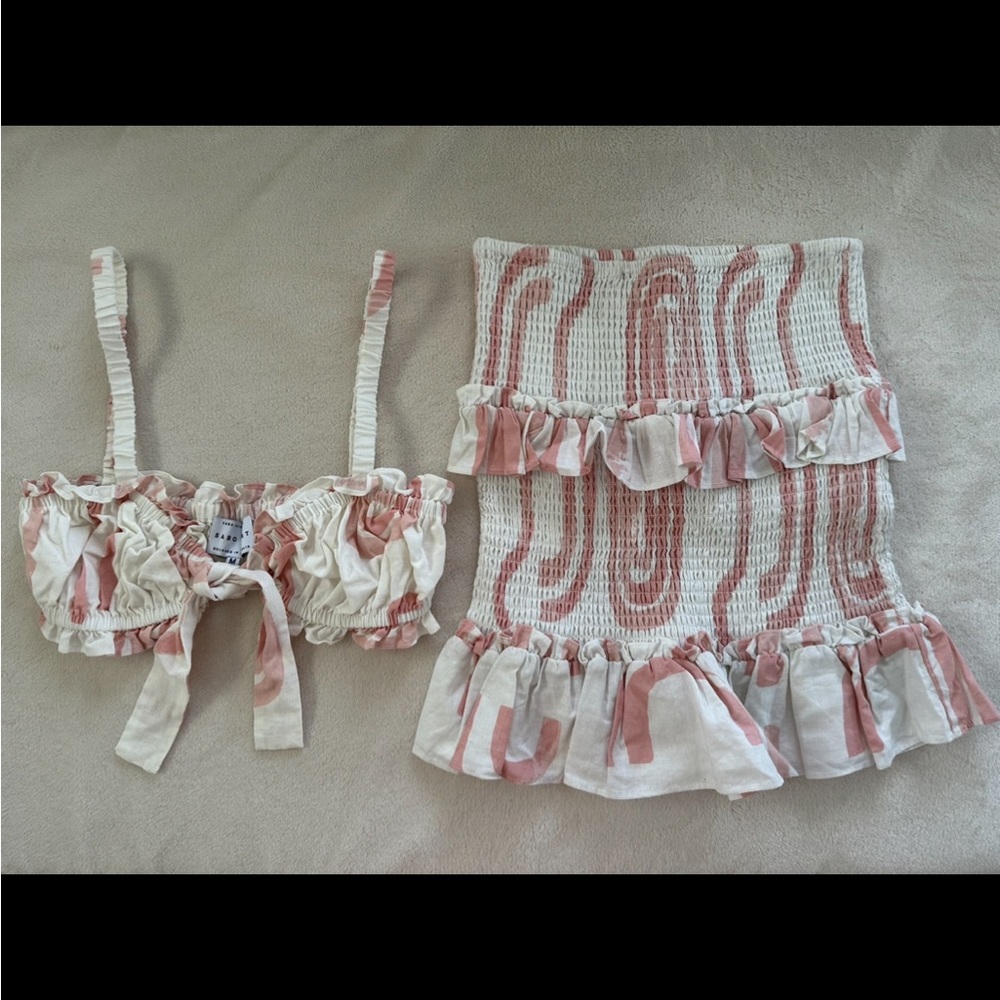 Sabo Skirt Pink and White Two-Piece Set